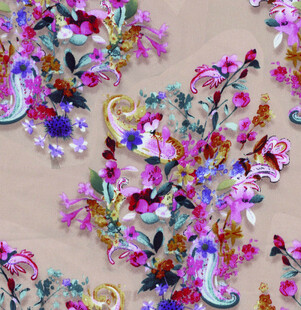 多彩花卉刺绣图案设计