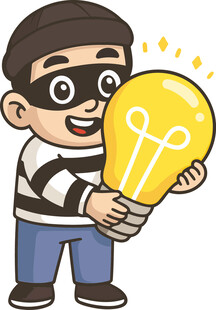 小偷手持灯泡创意形象
