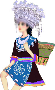 苗族女子背篓装扮形象