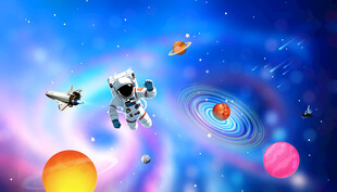 宇航员在宇宙中探索星球