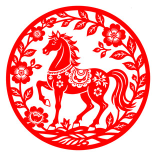 圆形骏马剪纸