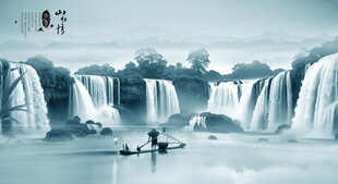瀑布水墨画