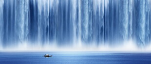 高山流水瀑布山水画