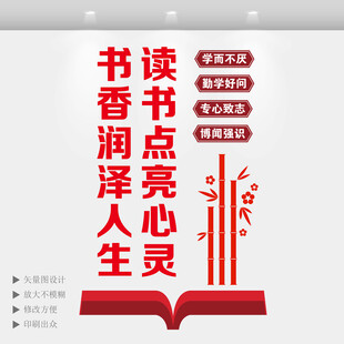 竖版图书室文化墙