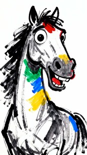 彩色斑纹马的艺术形象