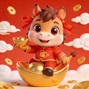 可爱马年卡通形象