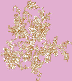 粉色背景金色华丽花纹图案