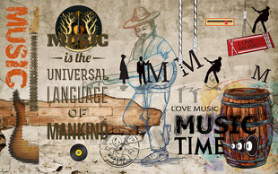 个性音乐涂鸦酒吧工装背景墙