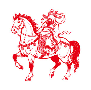 骑马的财神爷矢量图