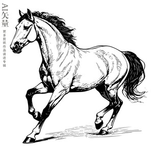 奔跑的骏马钢笔画马铅笔画素描