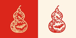 中式葫芦剪纸图案设计