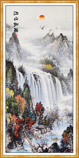 江山如画旭日东升山水画