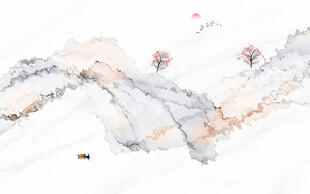 抽象水墨线条烟雾山水电视背景墙