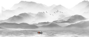 意境水墨山水画