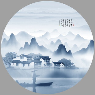 圆形山水画