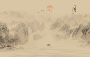 古风山水画背景图