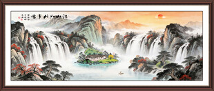 八方聚财山水画