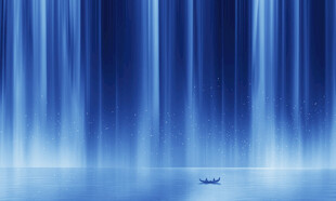 招财瀑布山水画