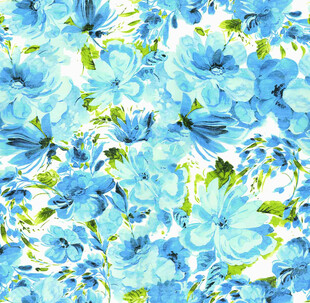 蓝色花卉水彩图案背景