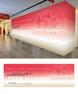 红色粉色灯饰围挡展板