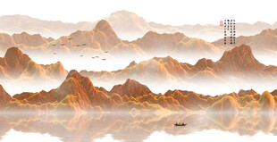 中式山水屏风画