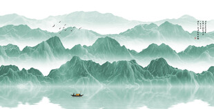 翡翠新中式山水画