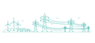 电力风力线稿矢量插画线描