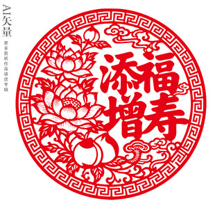 添福增寿剪纸窗花做寿装饰静电贴