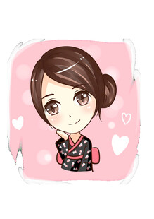 可爱卡通女孩抱枕图案Q版