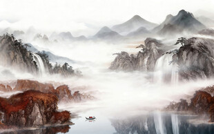 简约 中式意境山水 TIF分层