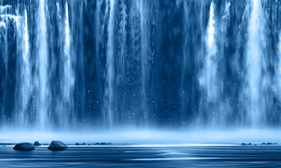 源远流长瀑布山水画背景图