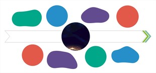 多彩圆形图案与箭头元素