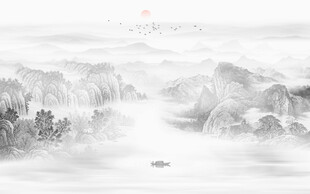 国画水墨山水画