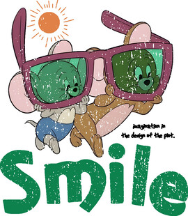 戴墨镜小鼠微笑插画