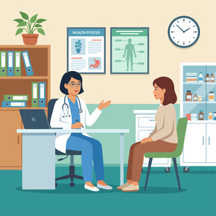 医生与患者办公室内交流