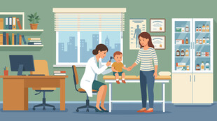 医生为儿童检查身体场景