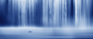 高山流水瀑布山水图