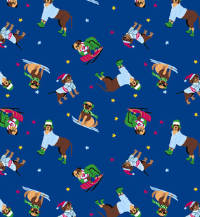 圣诞主题动物图案无缝背景