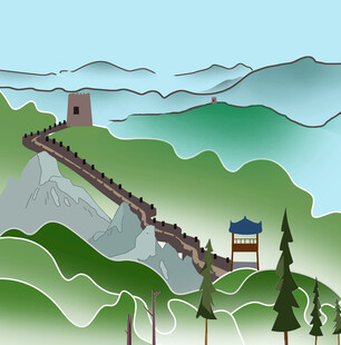 雄伟长城蜿蜒于青山间