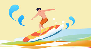 冲浪者在海浪上驰骋