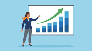 商务精英进行业绩增长演示与战略