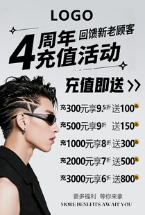 时尚美发 周年回馈充值活动海报