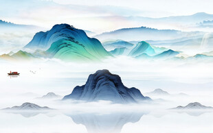 大气 简约中式山水 TIF分层