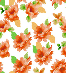 橙色花卉无缝图案背景