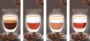 多样咖啡饮品展示