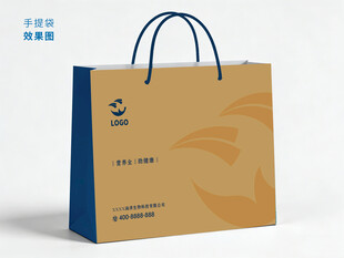 棕色手提纸袋设计效果图