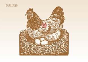 手绘母鸡 鸡蛋插画