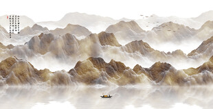 水墨山水间的孤舟意境