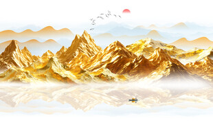 金山山水画背景墙