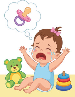 哭泣女婴想要奶嘴插画